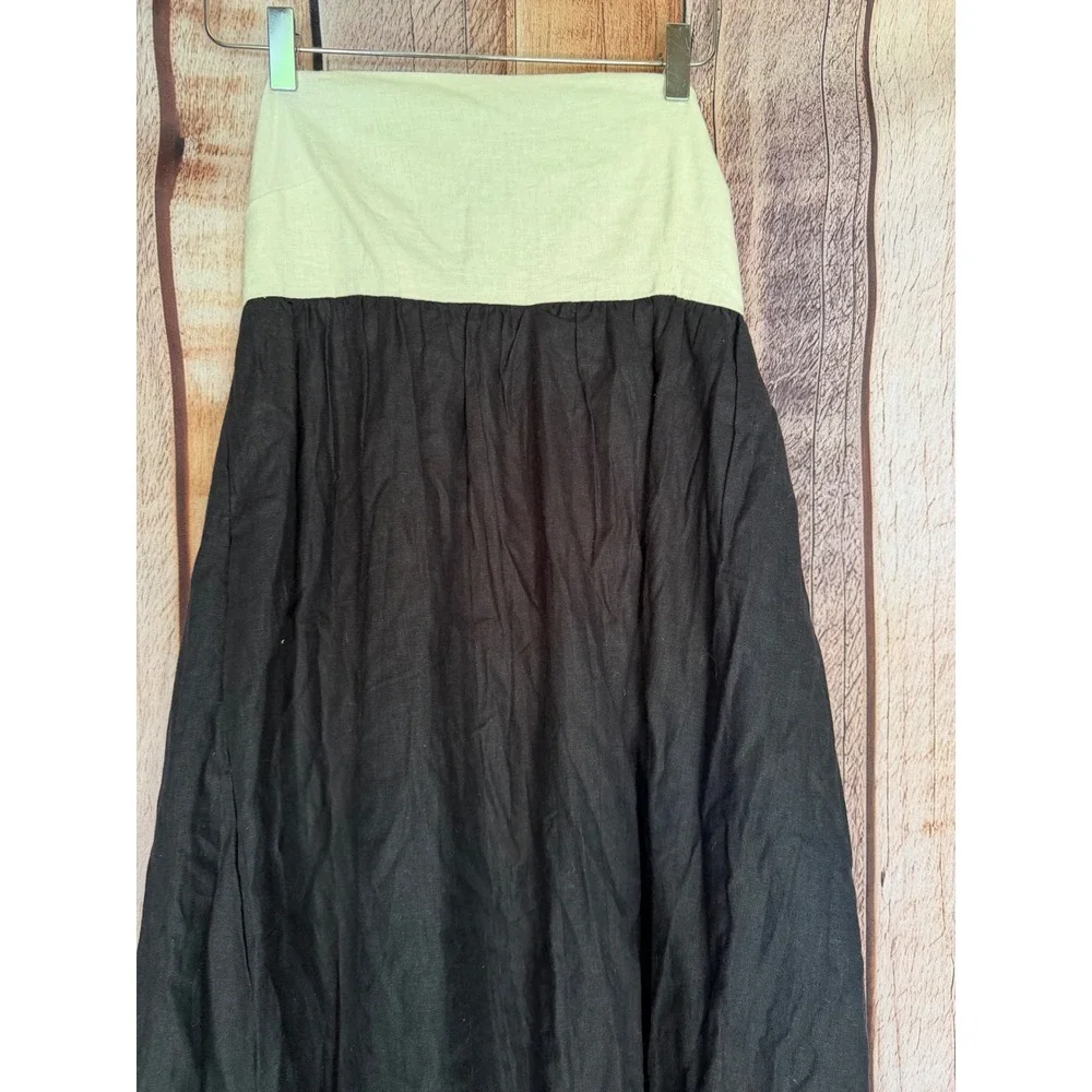 Abercrombie & Fitch Dress Colorblock Maxi Coastal Resort Black Cream Small NWT